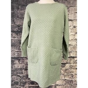 Coco Roja Sweater Womens Size Medium Green Tunic Casual Work‎ Fun City Preppy